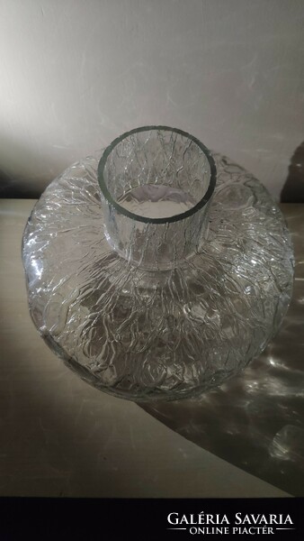 Különleges repesztett üveg kraklé váza nagyméretű