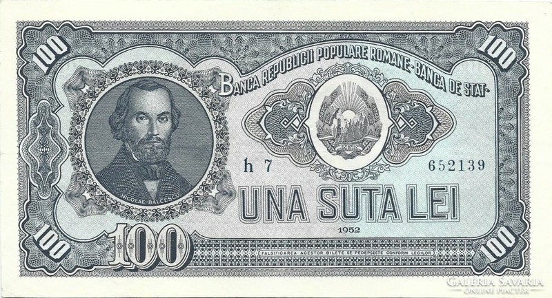 100 lei 1952 Románia 2. Ritka