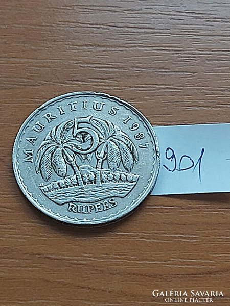 Mauritius 5 Rupees Rupees 1987 President, Copper-Nickel, Diameter: 31mm #901