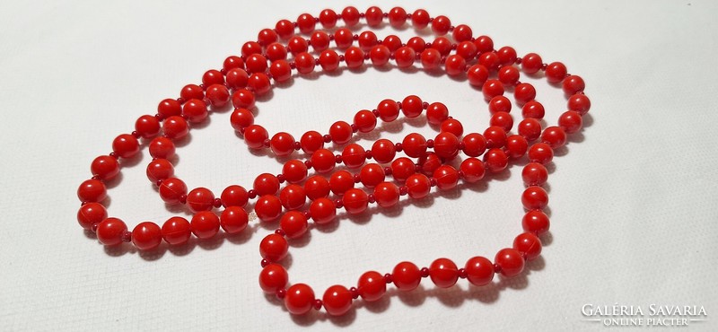 Vintage red plastic string extra long