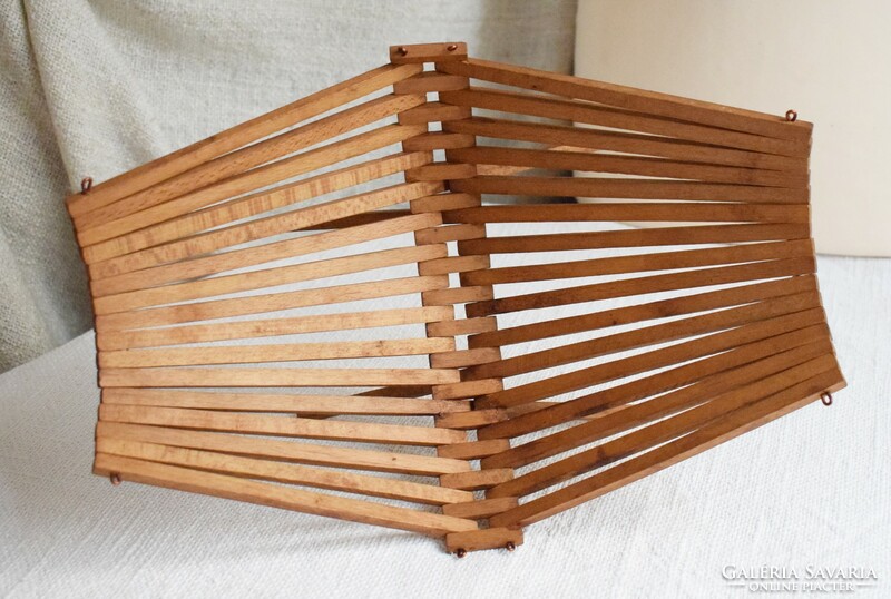 Retro, wooden, fruit tray, bread basket..., Collapsible for picnics, 30 x 23.5 x 15 cm