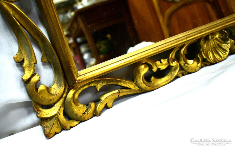 Florentine style carved gilded wooden mirror
