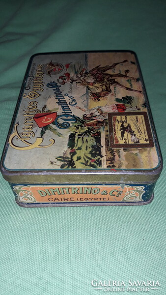 1910. DIMITRINO & CO.valaha 100db cigarettát tartalmazó festett dísz cigaretta doboz a képek szerint