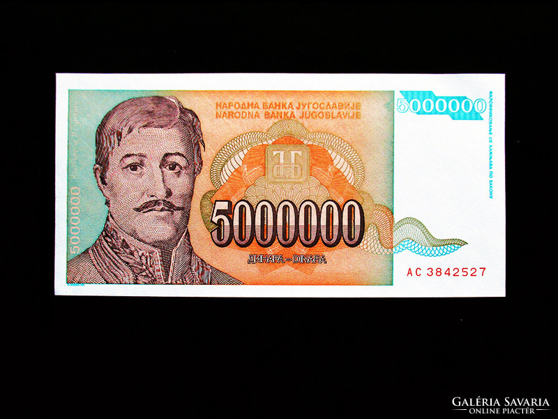 UNC - 5 000 000 DINÁR - JUGOSZLÁVIA - 1993