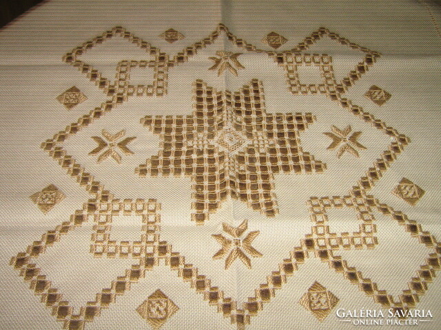 Beautiful and elegant woven azure beige tablecloth