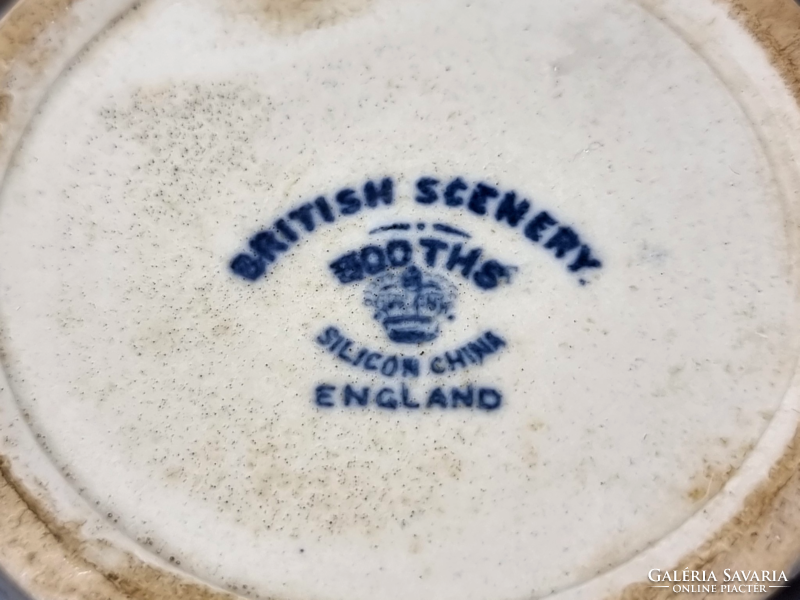 *Angol/vintage Booths Silicon China 'brit díszlet'Made in England Blue and White Transferware kancsó