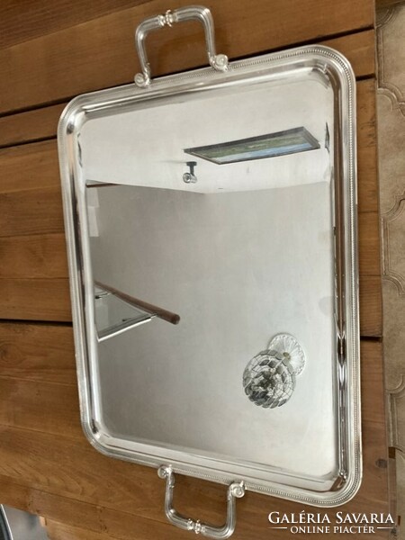 Rectangular tray with silver-plated handles