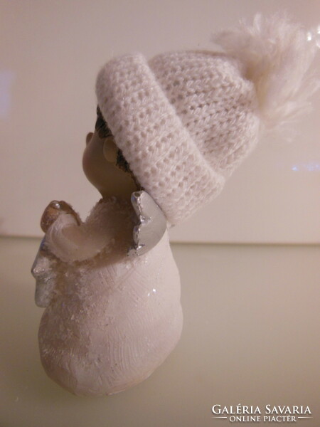 Statue - new - angel face - glitter - in knitted cap - 9 x 5 x 4 cm - ceramic - German - flawless