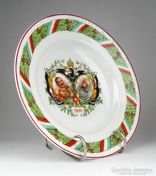 1F815 Antik I. világháborús II. Wilhelm - I. Ferencz József porcelán fali tányér 1914-15