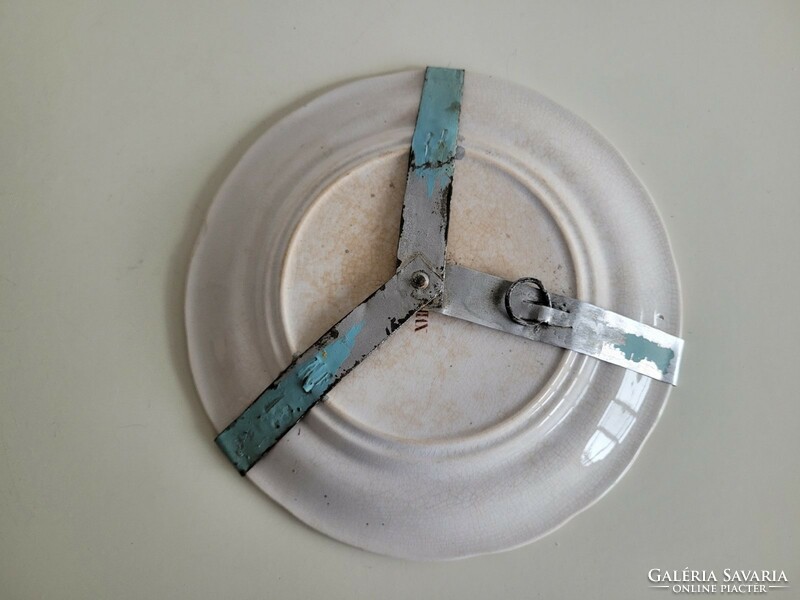 Antik fajansz fali tányér majolika Ferdinánd híd utcakép falidísz 20 cm