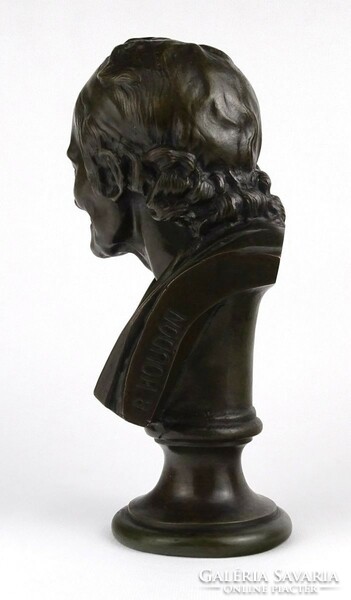 1P676 jean-antoine houdon : voltaire bronze bust 28 cm