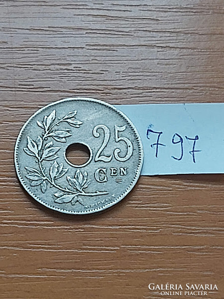 Belgium belgie 25 centimes 1921 copper-nickel, i. King Albert #797
