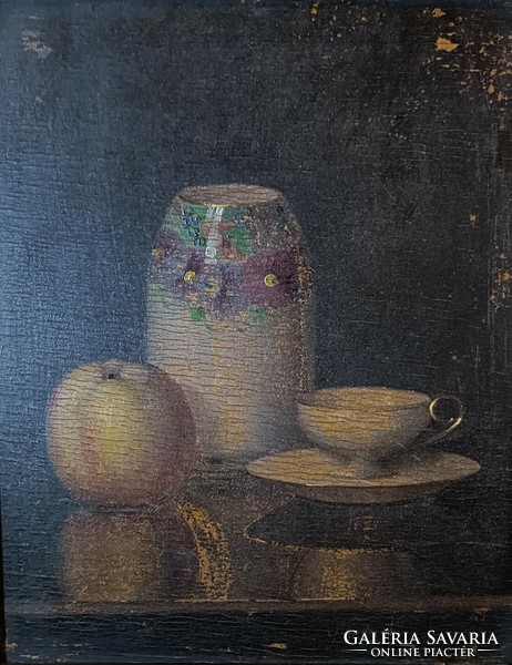 It starts from HUF 1! Sándor Nándory, table still life! Oil painting, painted on wood! Indicated!