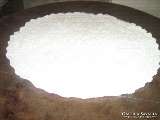 Beautiful snow-white handmade crochet round pillow