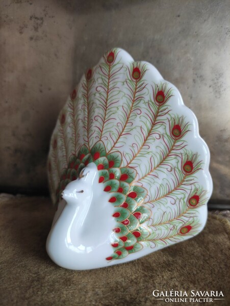 Small hand-painted porcelain peacock art nouveau bird g. From the legacy of photographer 