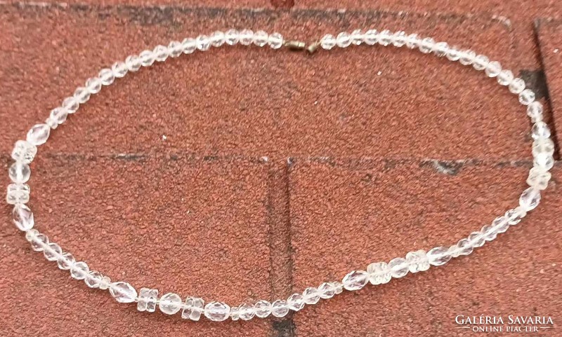 White transparent glass pearl necklace