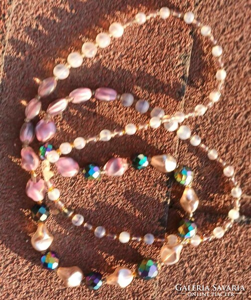 Multi-colored string of pearls necklace