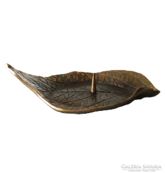 Bronze, leaf-shaped candlestick, mid-century, glide bronze