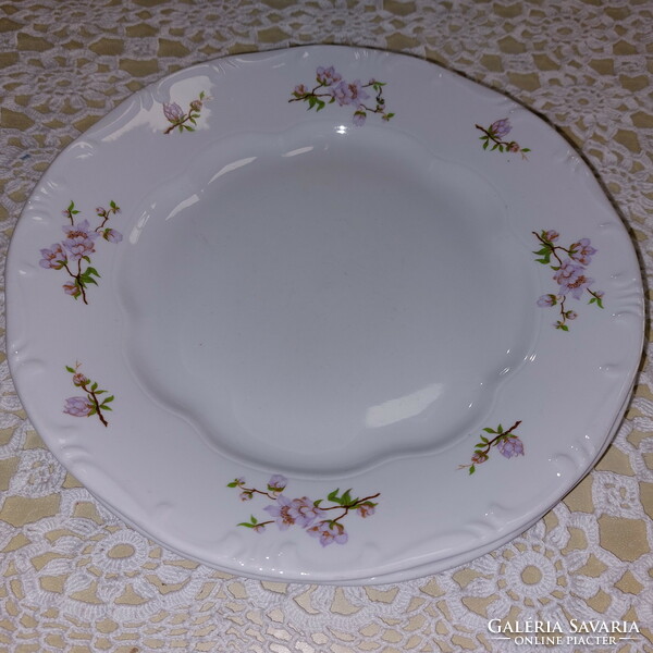 Zsolnay rózsaszín barackvirágos porcelán lapos tányér, 2db