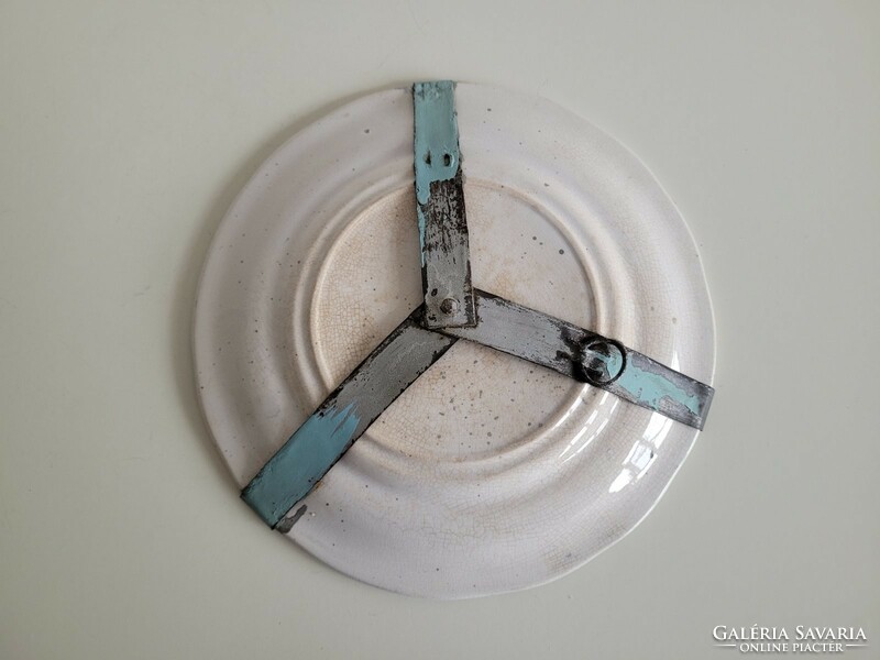 Antik fajansz fali tányér majolika bécsi utcakép falidísz 20 cm