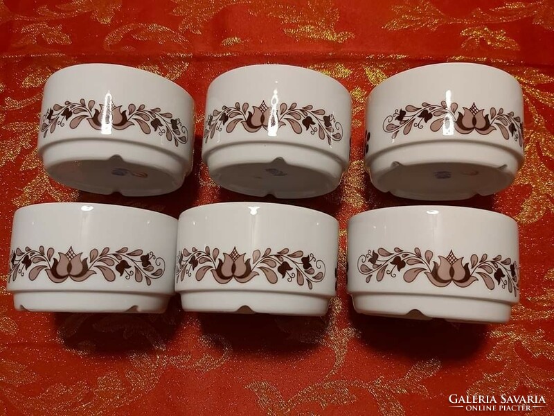 Alföldi porcelain compote set with brown Hungarian pattern - in display case