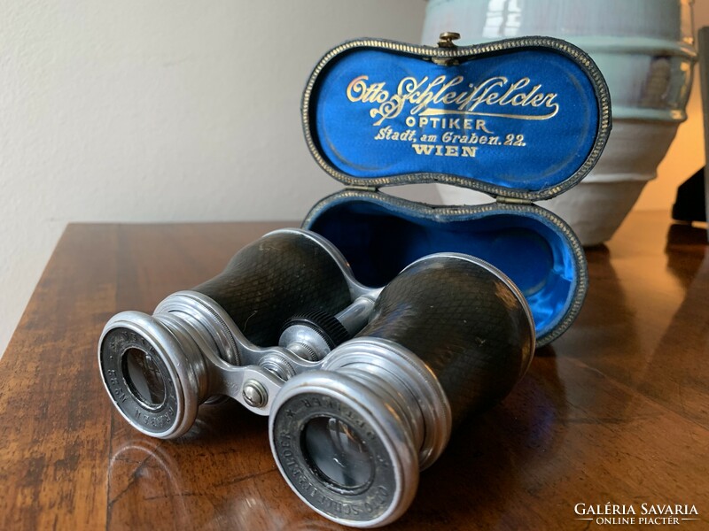 Otto Schleiffelder antique leather covered theater binoculars