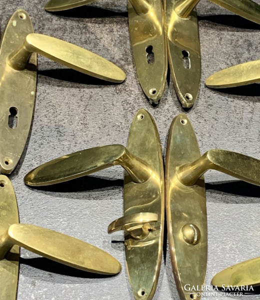 Art-deco copper door handles (3 pairs)