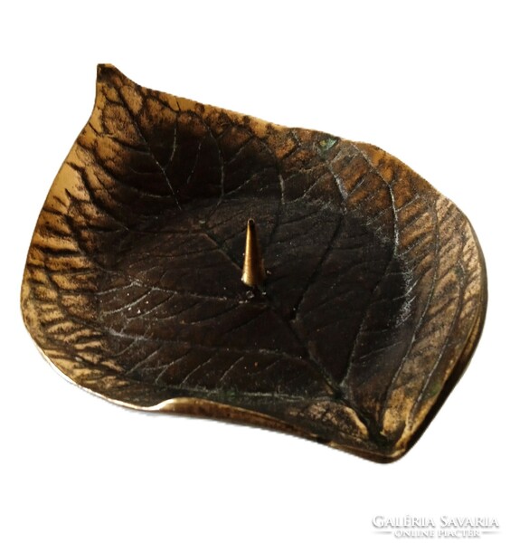 Bronze, leaf-shaped candlestick, mid-century, glide bronze