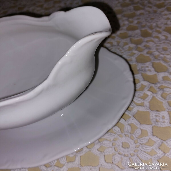 Zsolnay white, beautiful porcelain sauce bowl, marked. The bowl and the base are one