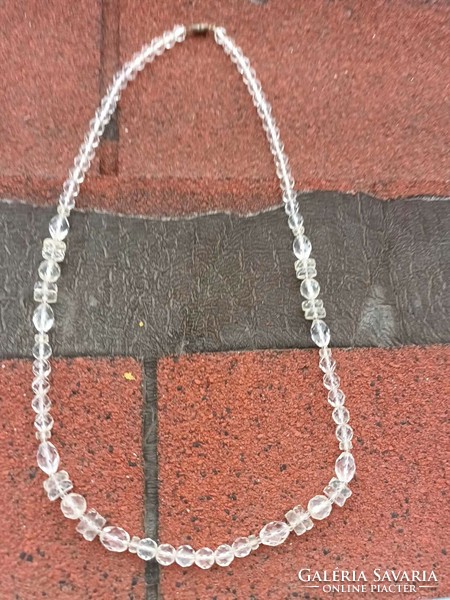 White transparent glass pearl necklace