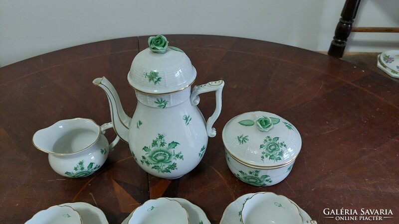 Herend coffee set for 6 people with a rose pattern