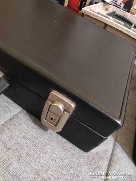 Classic retro briefcase with black buckle