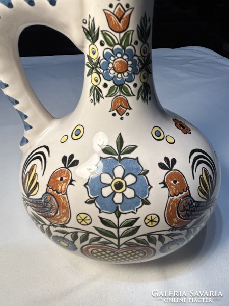 For sale, marked Ulmer, beautiful hand-painted, vintage ceramic brandy jug 0.7l