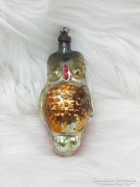 Retro glass Christmas tree decoration, owl