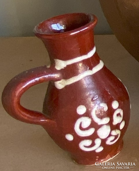 Folk art glazed ceramic jugs 7 pcs