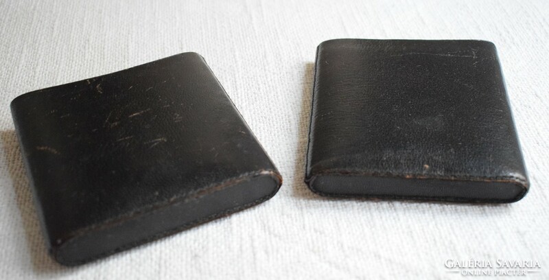 Leather case, holder, perhaps cigar, pen or document holder 11 x 12 x 2 cm