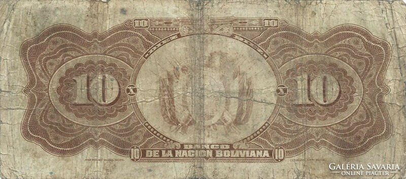 10 bolivianos 1911 / 1929 Bolívia Ritka