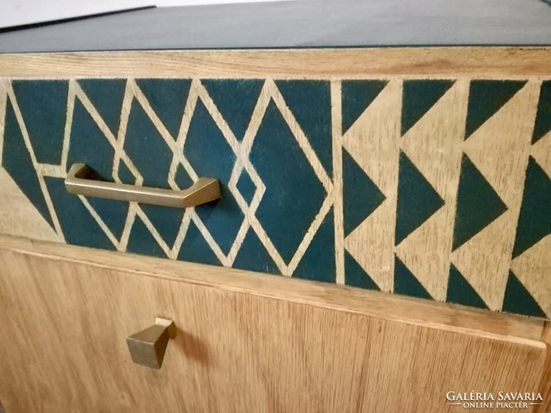 Retro renovated bedside table, small chest of drawers