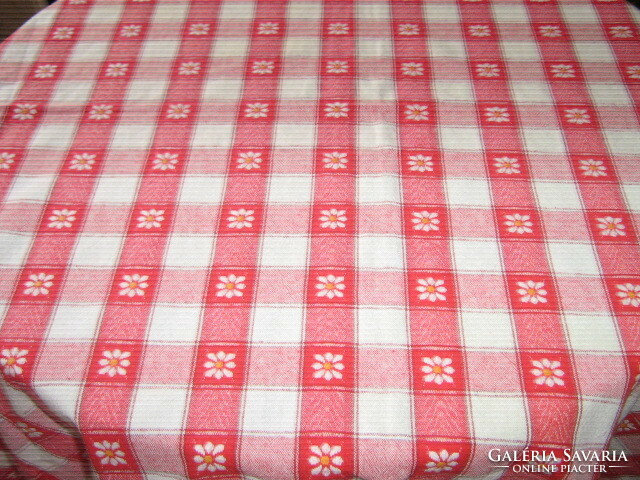 Beautiful antique floral checkered woven tablecloth