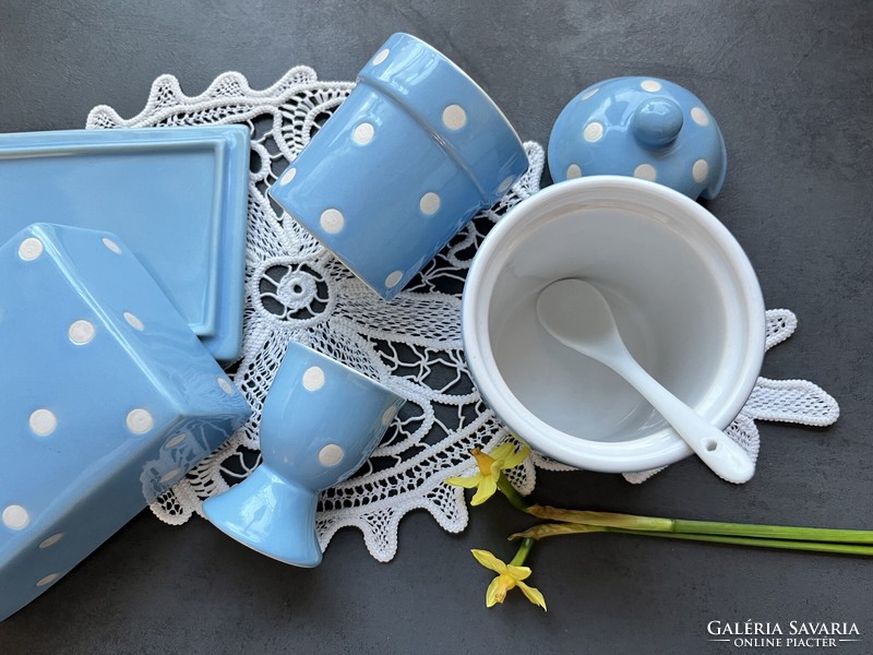 Light blue polka dot porcelain table set