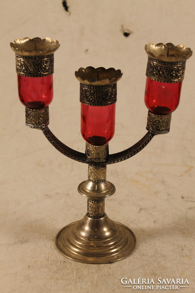 Candle holder with silver-plated glass insert 231