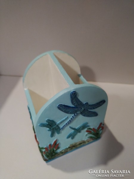 Dragonfly pattern, ceramic effect pencil/wooden spoon holder
