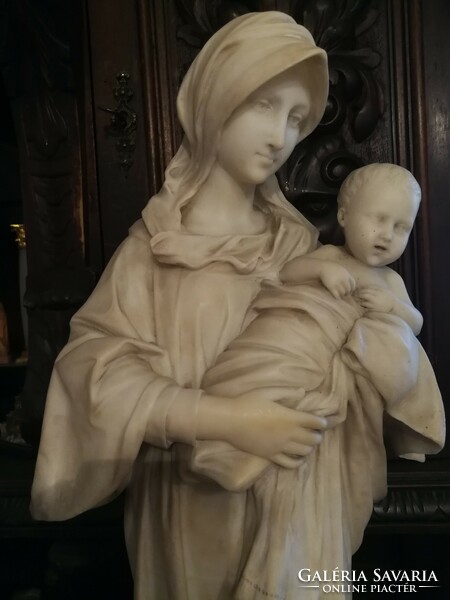 Marble statue of the Virgin Mary with her child