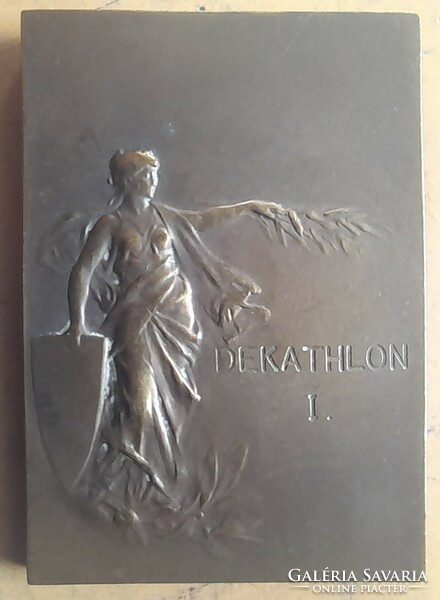 Decathlon. About 1930. 53X32mm. Medal, plaque. (There is a post office) !