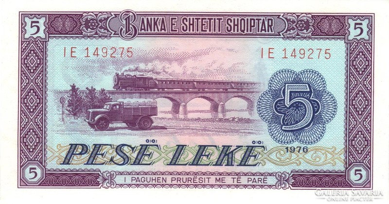 5 leke lek 1976 Albánia UNC