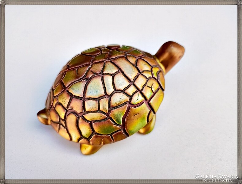 Zsolnay rare collector's eosin shrink glazed turtle tortoise