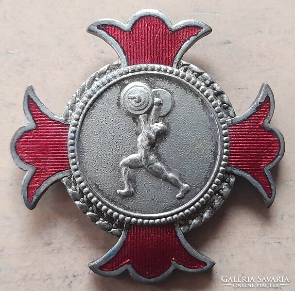 Weightlifting 1941. 48X48mm. Award, medal. (There is a post office) !