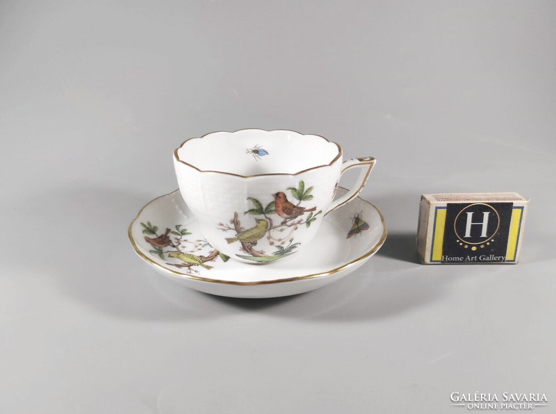 Herendi, Rothschild pattern coffee cup and saucer, hand-painted porcelain, flawless! (Bt003)