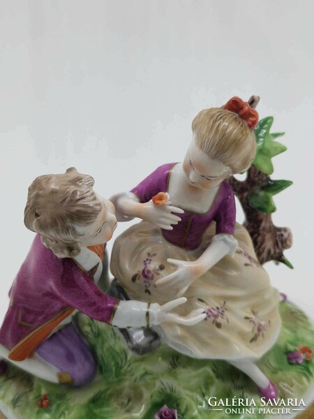 Unterweissbach German porcelain figure courting couple 12cm