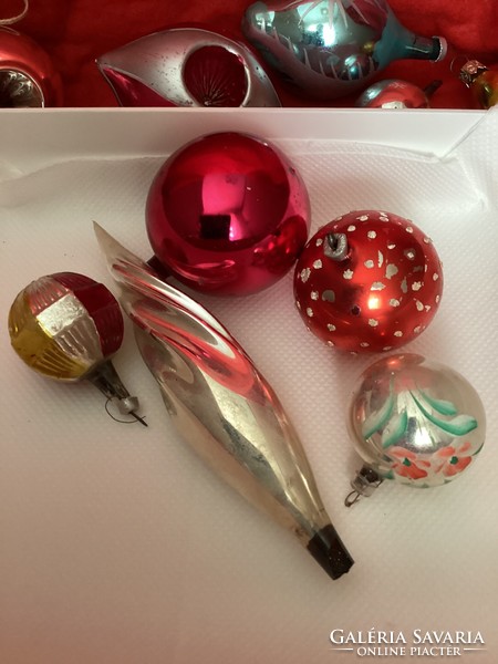 Old glass damaged Christmas tree ornaments